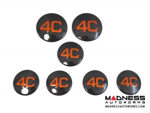 Alfa Romeo 4C Carbon Fiber Badge Cover Kit - 4C Logo in Orange